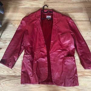 Vintage red leather blazer